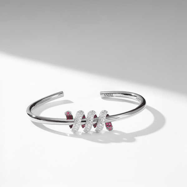 Spiral Bracelet - White + Ruby