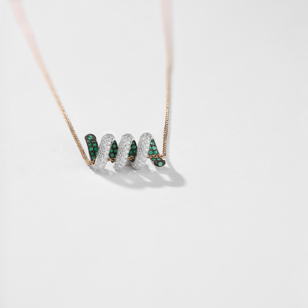 Spiral Pendant - Yellow Gold + Emerald
