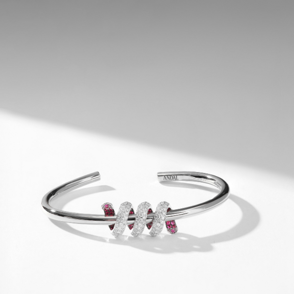 Spiral Bracelet - Rose + Pink Sapphires